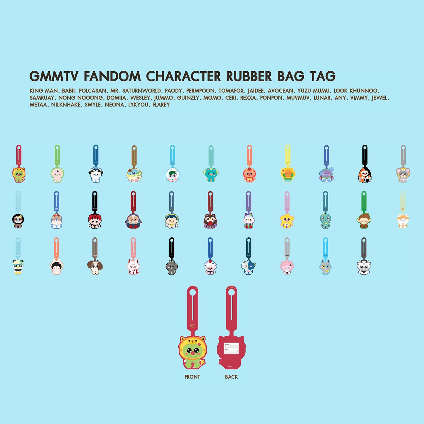 GMMTV FANDOM CHARACTER RUBBER BAG TAG