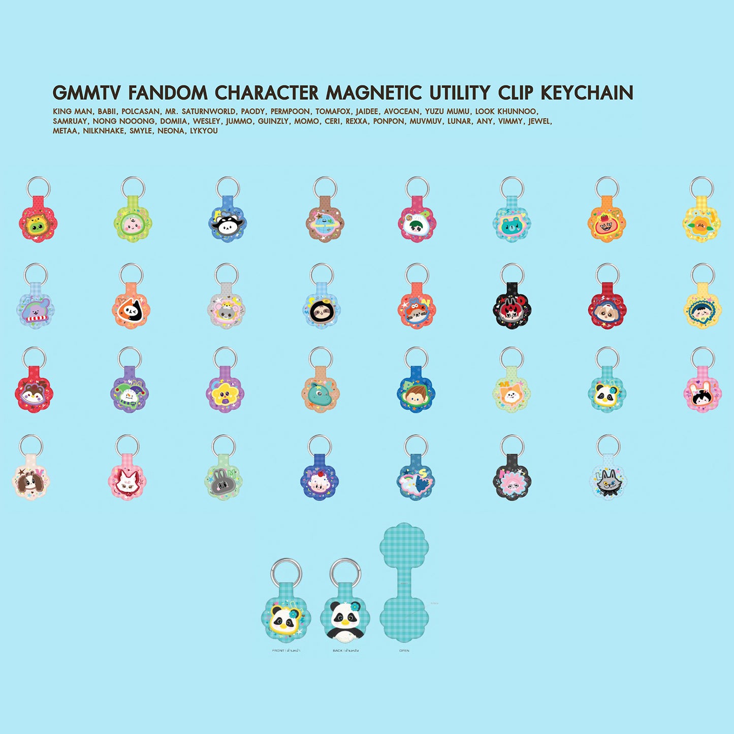 GMMTV FANDOM CHARACTER MAGNETIC UTILITY CLIP KEYCHAIN