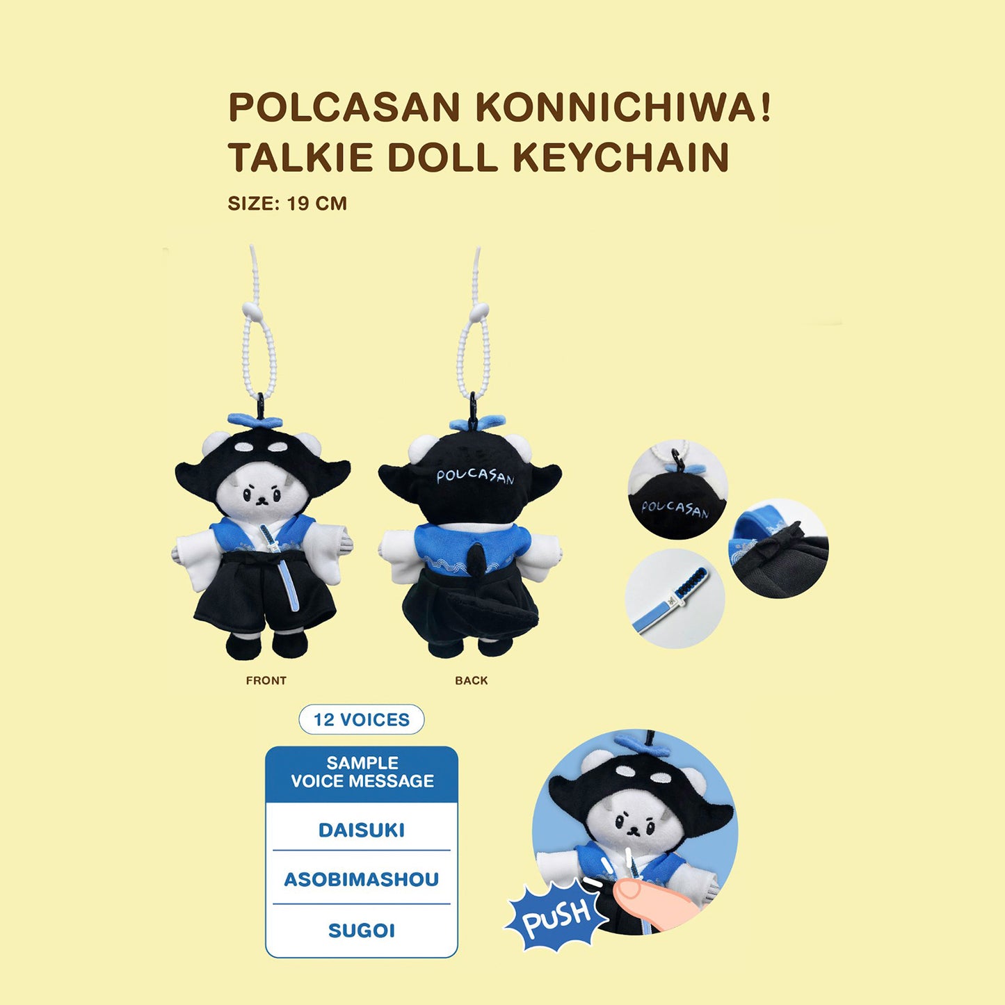 POLCASAN KONNICHIWA TALKIE DOLL KEYCHAIN