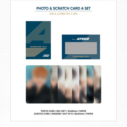 ATEEZ - Photo & Scratch Card A Set [GOLDEN HOUR : Part.1 Official MD]