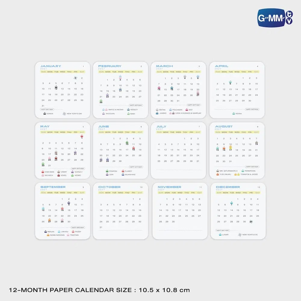 GMMTV FANDOM CHARACTER OFFICIAL CALENDAR 2027
